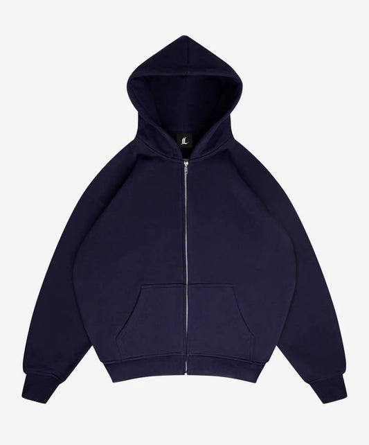 NAVY CROPPED ZIP HOODIE