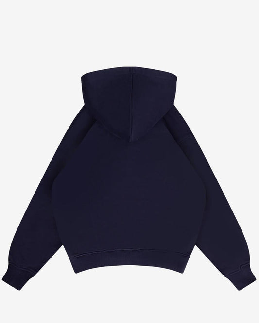 NAVY CROPPED ZIP HOODIE